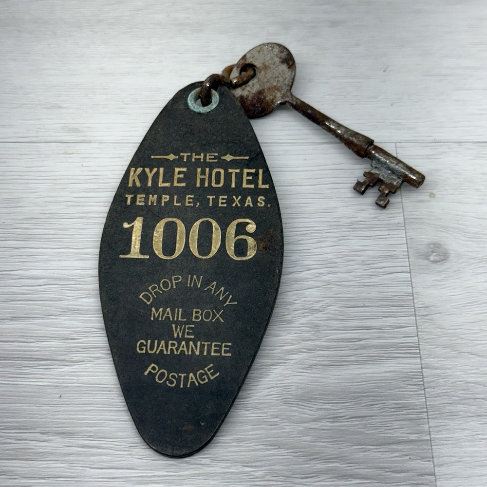Vintage Kyle Hotel Key Skeleton Key Room 1006 Temple Texas Fob